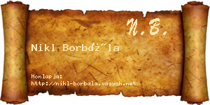 Nikl Borbála névjegykártya